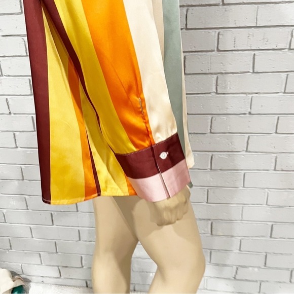 Fe Noel x Target Vibrant Striped Satin Two Piece Set Long Sleeve Shirt and Pant - Picture 13 of 14